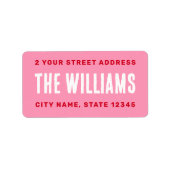 Vet rood roze wit retouradres etiket (Voorkant)