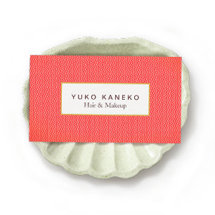 Vet Rood Subtiel Chevron Patroon Beauty Salon Visitekaartje