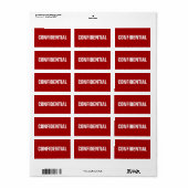 Vet Rood Vertrouwelijke Stickers (Full Sheet)