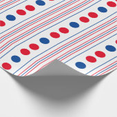 Vet Rood Wit en Blauw Polka Dots and Stripes Cadeaupapier (Hoek)