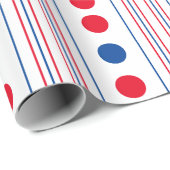 Vet Rood Wit en Blauw Polka Dots and Stripes Cadeaupapier (Rol Hoek)