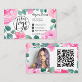 Vet roze bloemkool make-up foto logo qr code visitekaartje (Voorkant / Achterkant)