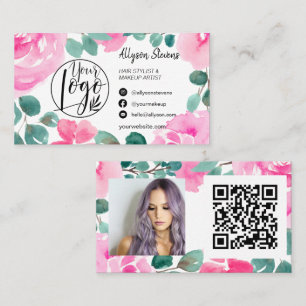 Vet roze bloemkool make-up foto logo qr code visitekaartje