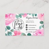 Vet roze bloemkool make-up foto logo qr code visitekaartje (Voorkant)