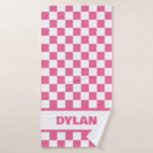 Vet Roze Checkerboard Badhanddoek