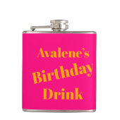 Vet roze en fel Sinaasappel verjaardagsfeest Heupfles (Voorkant)