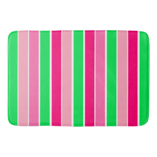 Vet roze en groene strepen badmat