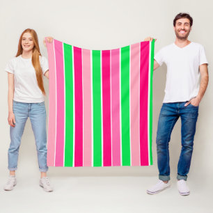 Vet roze en groene strepen fleece deken