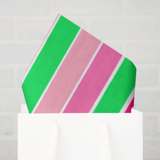 Vet roze en groene strepen tissuepapier (Cadeauzakje)