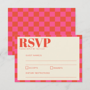 Vet roze en Oranje gebak RSVP Kaartje