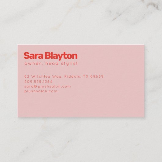 Vet roze en roodmatig gepersonaliseerd visitekaartje (Achterkant)