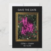 Vet Roze en Zwart Bloemen Til Death Save the Date (Voorkant)