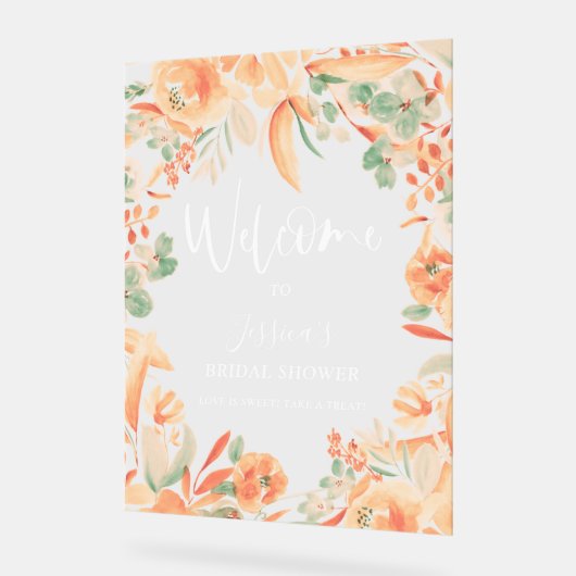 Vet roze floral waterverf vrijgezellenfeest welkom acryl bord (Hoek)