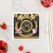 Vet Roze Hakken Servetten met Zwarte Ballon Design (Insitu)