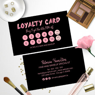 Vet Roze Makeup Artist Hair Salon 10 Loyalty Card Visitekaartje