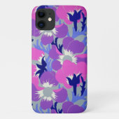 Vet roze & paarse Windflower-patroon Retro Case-Mate iPhone Case (Achterkant)