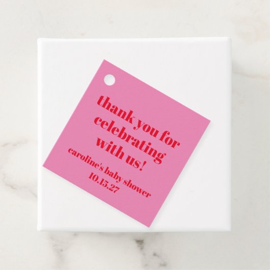 Vet Roze Rood Custom Baby shower Dank u Bedankjes Labels (In situ)