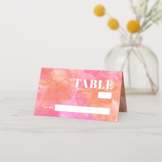 Vet Roze Sinaasappel Abstracte Waterverf bruiloft (Voorkant)