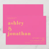 Vet Roze Sinaasappel Typografie Modern Bruiloft Kaart (Voorkant / Achterkant)