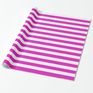 Vet roze strepen op aangepaste kleur cadeaupapier