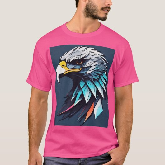 Vet roze T-shirt met levendige adelaar Graphic (Voorkant)