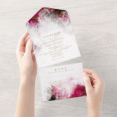 Vet roze Tourmaline en kristalgeode All In One Uitnodiging (Afscheurbaar)