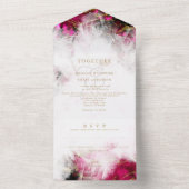 Vet roze Tourmaline en kristalgeode All In One Uitnodiging (Binnen)