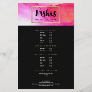 Vet roze Waterverven Lash Extensions Salon Flyer