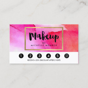 Vet Roze Waterverven Make-up Artiest Loyaliteit Klantenkaartje