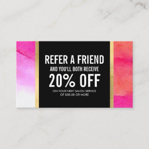 Vet Roze Waterverven Make-up Artiest Referral Kaar