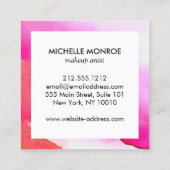 Vet Roze Waterverven Make-up Tekst Vierkante Visitekaartje (Achterkant)