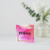 Vet Roze Waterverven Make-up Tekst Vierkante Visitekaartje (Staand voorkant)