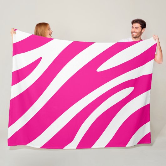 Vet Roze Zebra Strepen Fleece Deken (In situ)