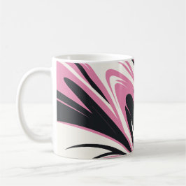 Vet Roze, Zwart en Wit Abstracte Flow Koffiemok