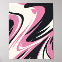 Vet Roze, Zwart en Wit Abstracte Flow
