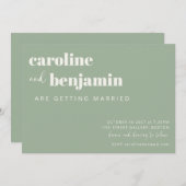 Vet Sage Groen Chique Modern Bruiloft RSVP Online Kaart (Voorkant / Achterkant)