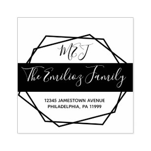 Vet Schrift Frame Familie Monogram Adres Rubberstempel