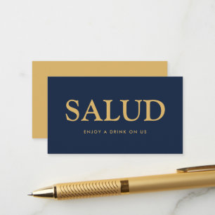Vet Schrift "Salud" Spaans Gratis Drinken Ticket Informatiekaartje