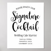 Vet Schrift Signature Cocktail Bruiloft Poster (Voorkant)