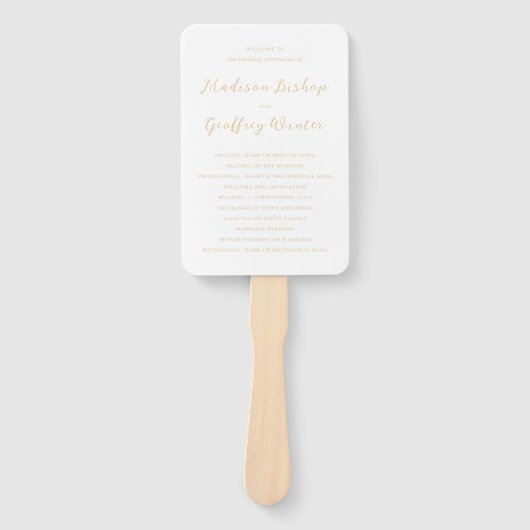 Vet Script Aardse Neutrale Elegante Trouwprogramma Handwaaier (Voorkant)