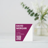 Vet Script Bourgondische QR-code Vierkante Visitekaartje (Staand voorkant)