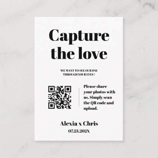 Vet script Capture the Love QR-code Informatiekaartje (Voorkant)