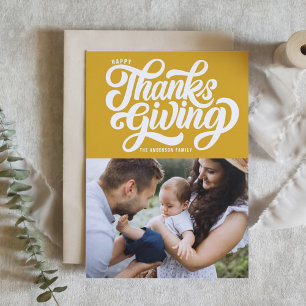 Vet Script Geel Foto Happy Thanksgiving Feestdagenkaart