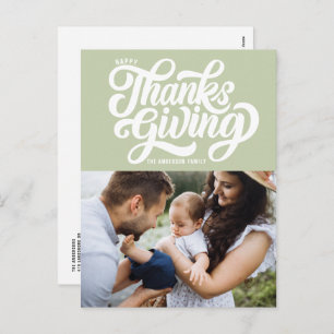 Vet Script Mint Green Foto Happy Thanksgiving Feestdagenkaart