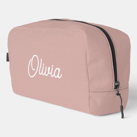 Vet script monogram, blush roze toilettas toilettasje (Rechterhoek)