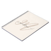 Vet Script Monogram en naam in Beige Notitieboek (Linkerzijde)