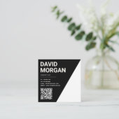 Vet Script QR-code zwart-wit Vierkante Visitekaartje (Staand voorkant)