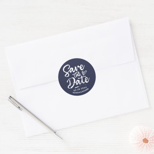 Vet Script Rustiek Chique Bruiloft Save The Date Ronde Sticker (Envelop)