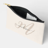 Vet Script Stijlvol Beige Monogram en Naam Etui (Open)