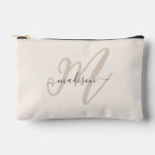 Vet Script Stijlvol Beige Monogram en Naam Etui (Voorkant)
